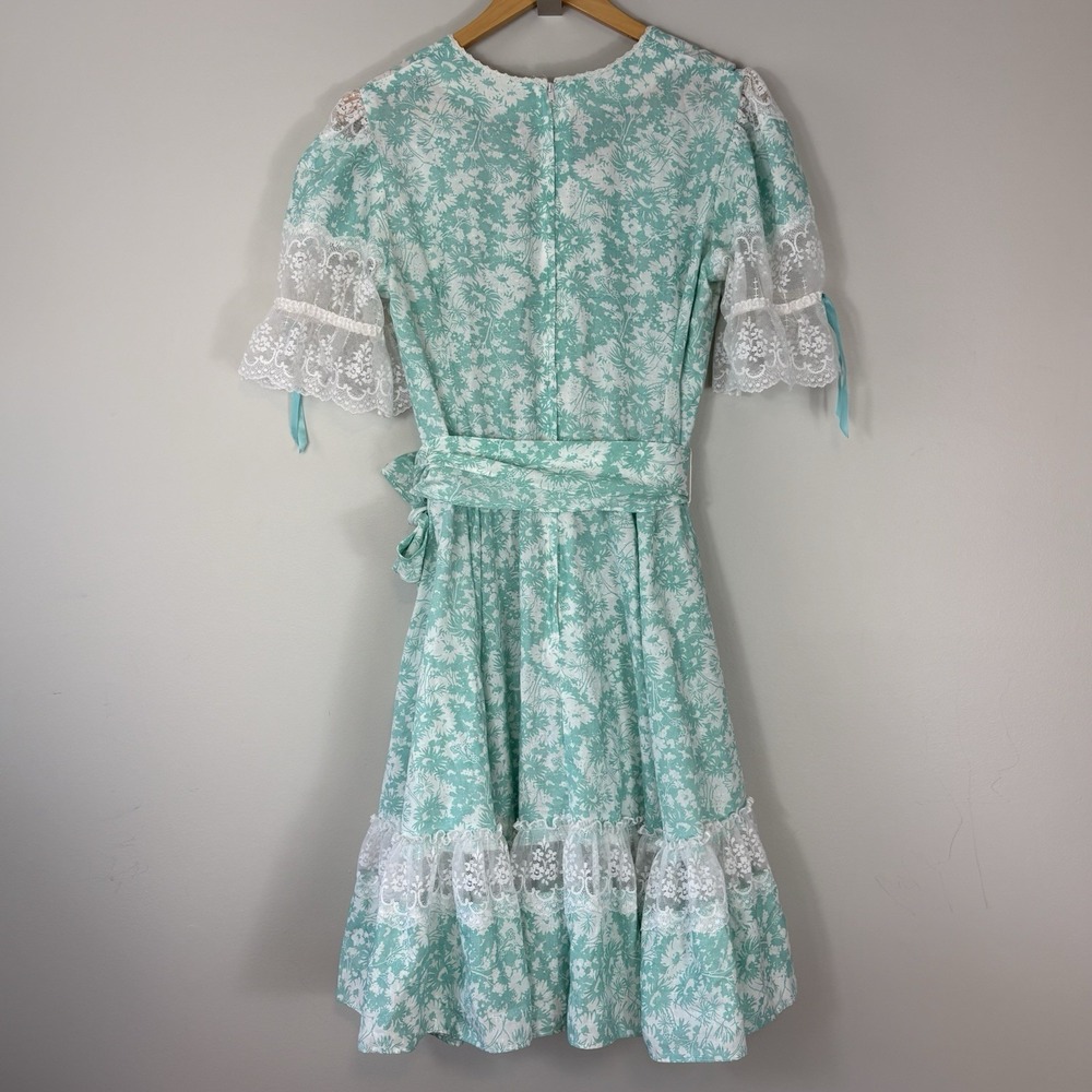 Country Western Puff Sleeve 60s 70s Vintage Full Circle Skirt Prairie Dress S/M - Picture 13 of 13